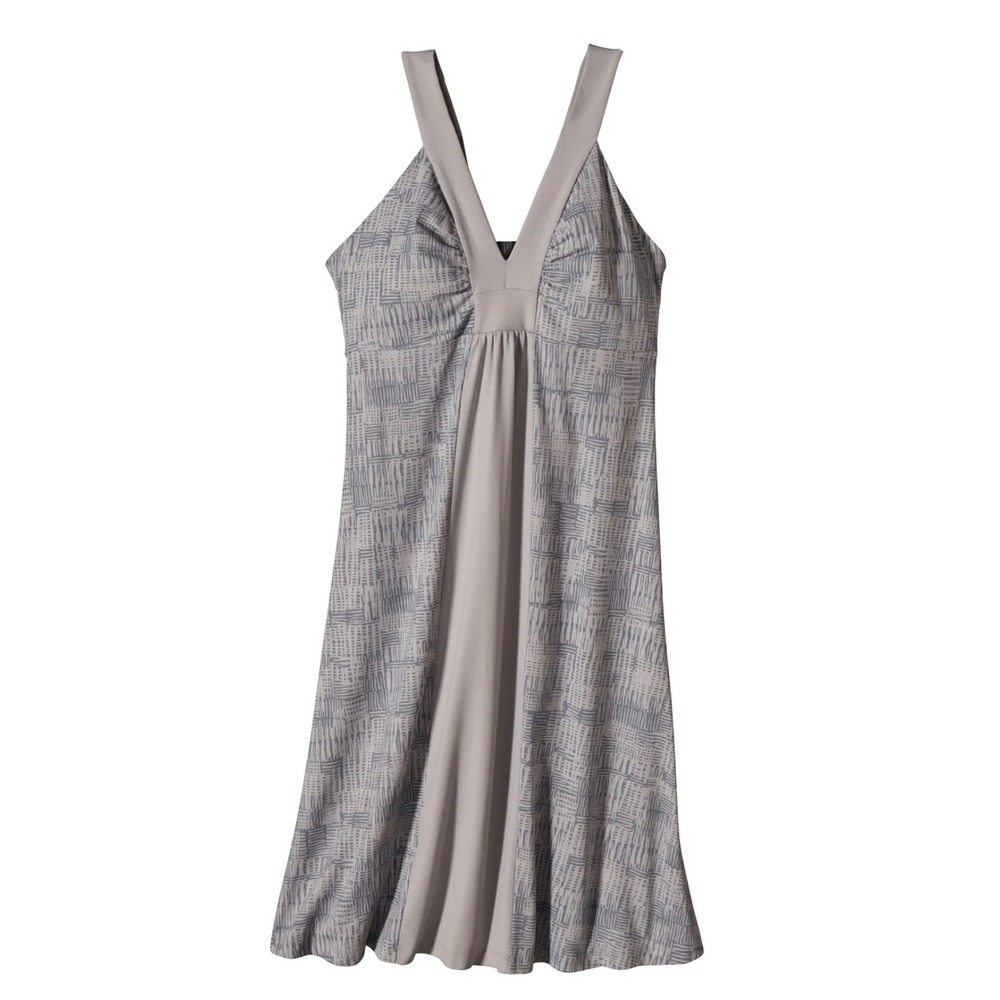 Patagonia Women Large Grey Blue Active V-Neck Hiking Dress midi Gorpcore vaca
